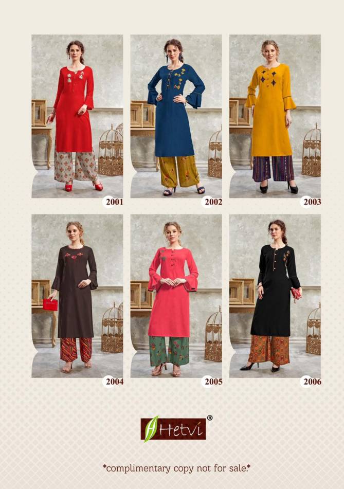 Hetvi Nidhi Ethnic Wear Rayon Designer Printed Kurtis With Bottom Collection